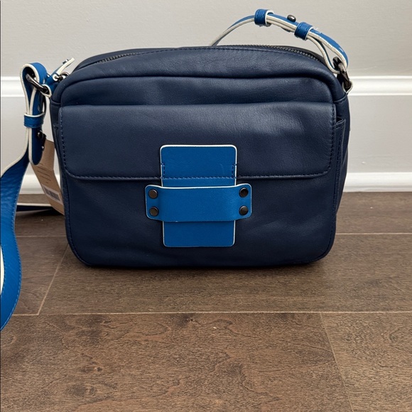Cole Haan Handbags - NWT Cole Haan Blue Leather Crossbody Bag Colorblock Adjustable Strap